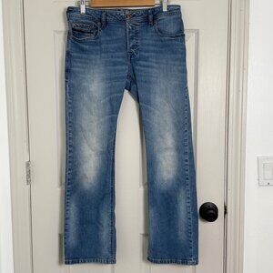 Diesel Zatiny Bootcut Jeans Mens 32x28 Blue Faded Button Fly Light Wash